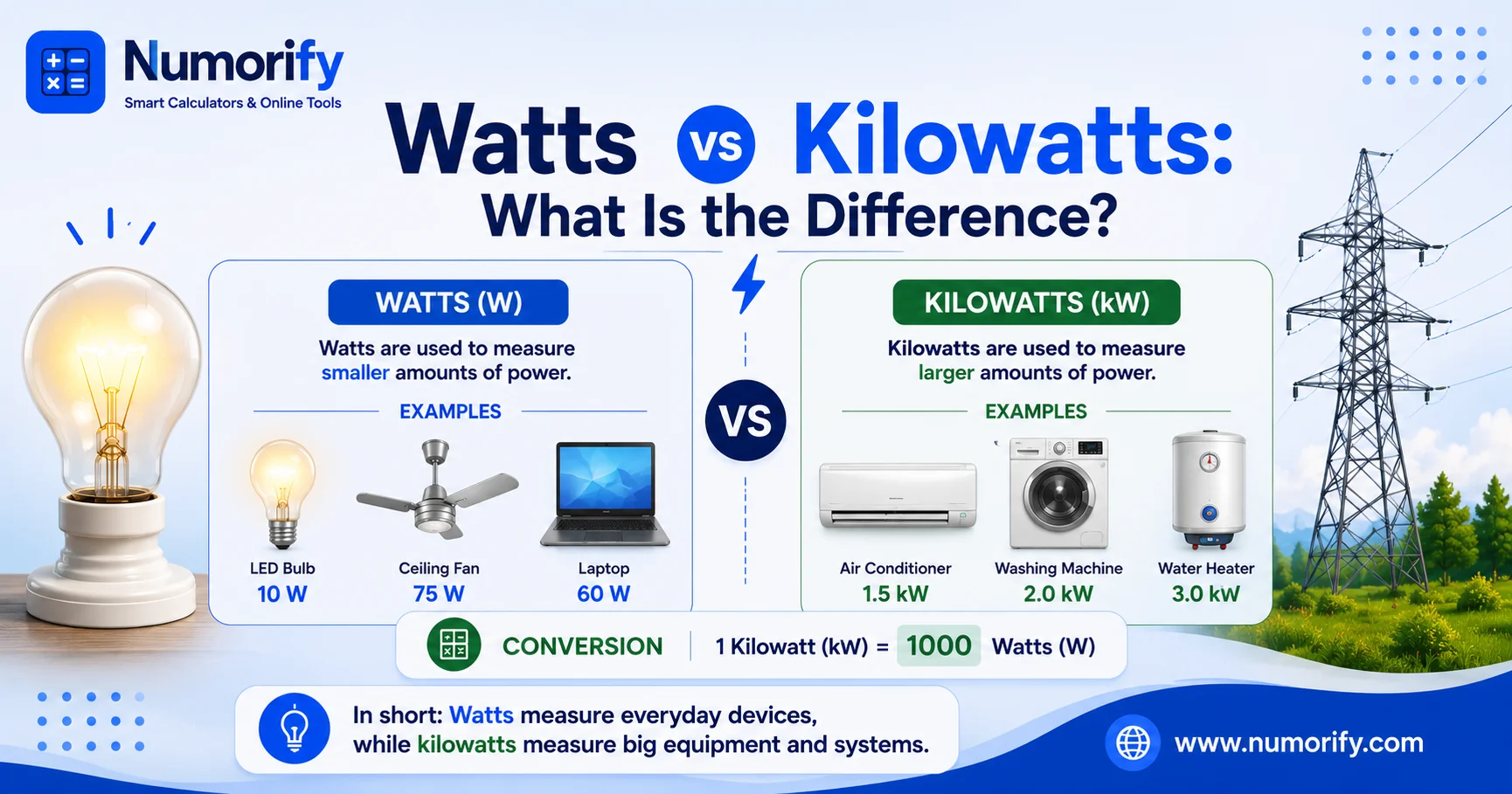 Watts vs Kilowatts: What Is the Difference?